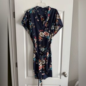Plus size 4X Navy Floral Midi Dress